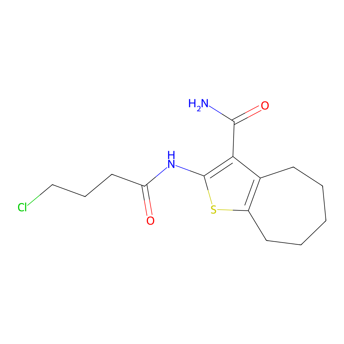 2-[(4-chlorobutanoyl)amino]-5,6,7,8-tetrahydro-4H-cyclohepta[b]thiophene-3-carboxamide molecular structure, CAS 406190-43-0