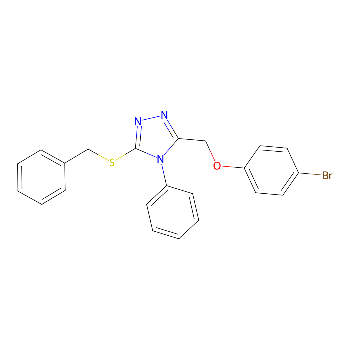 3-Benzylsulfanyl-5-[(4-bromophenoxy)methyl]-4-phenyl-1,2,4-triazole molecular structure, CAS 406190-71-4