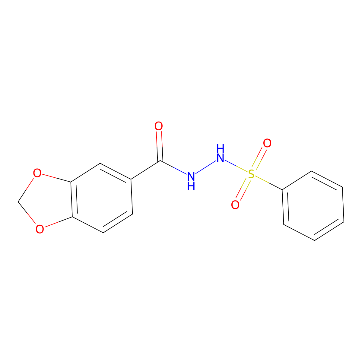N'-(benzenesulfonyl)-2H-1,3-benzodioxole-5-carbohydrazide molecular structure, CAS 406190-94-1