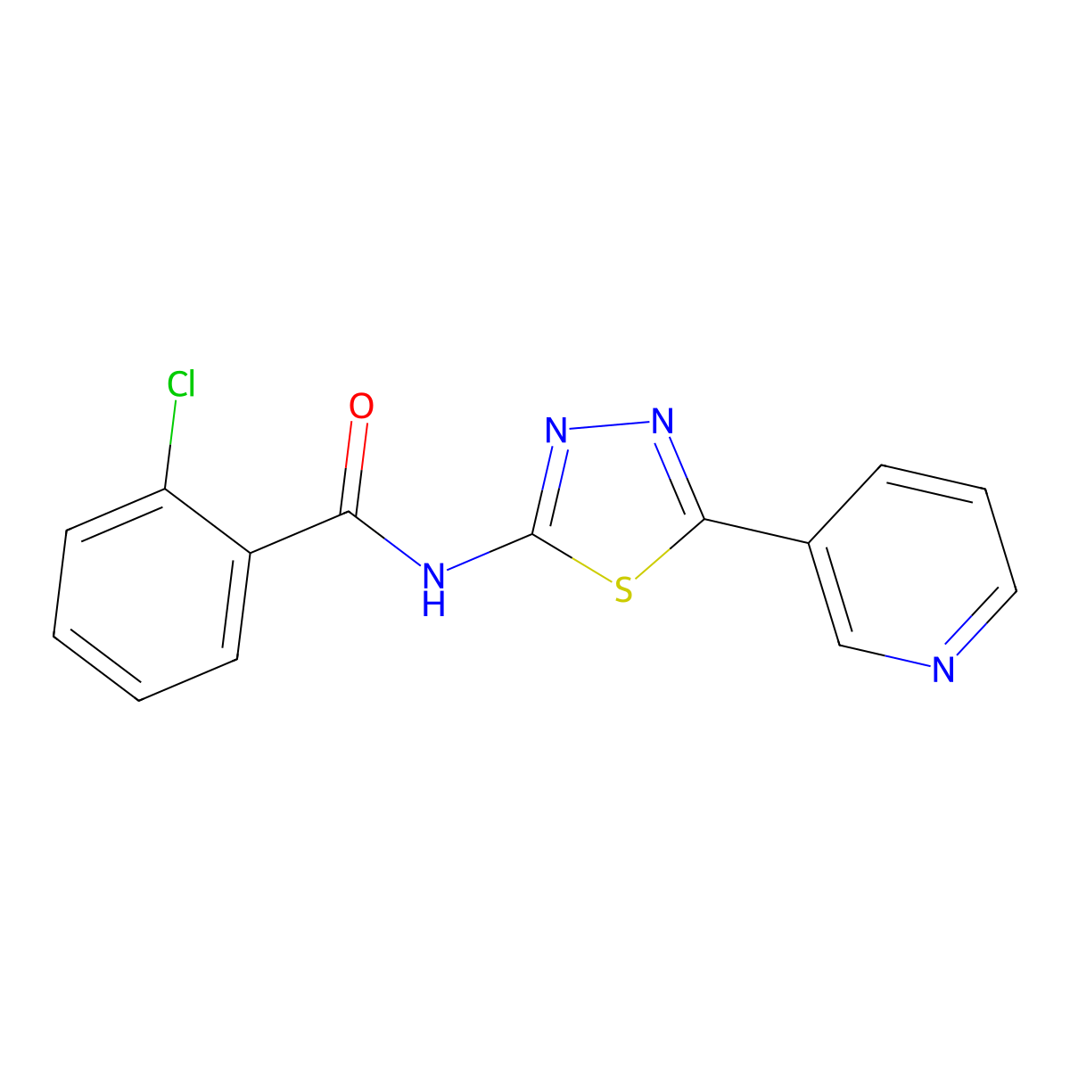 2-chloro-N-(5-pyridin-3-yl-1,3,4-thiadiazol-2-yl)benzamide molecular structure, CAS 406193-32-6