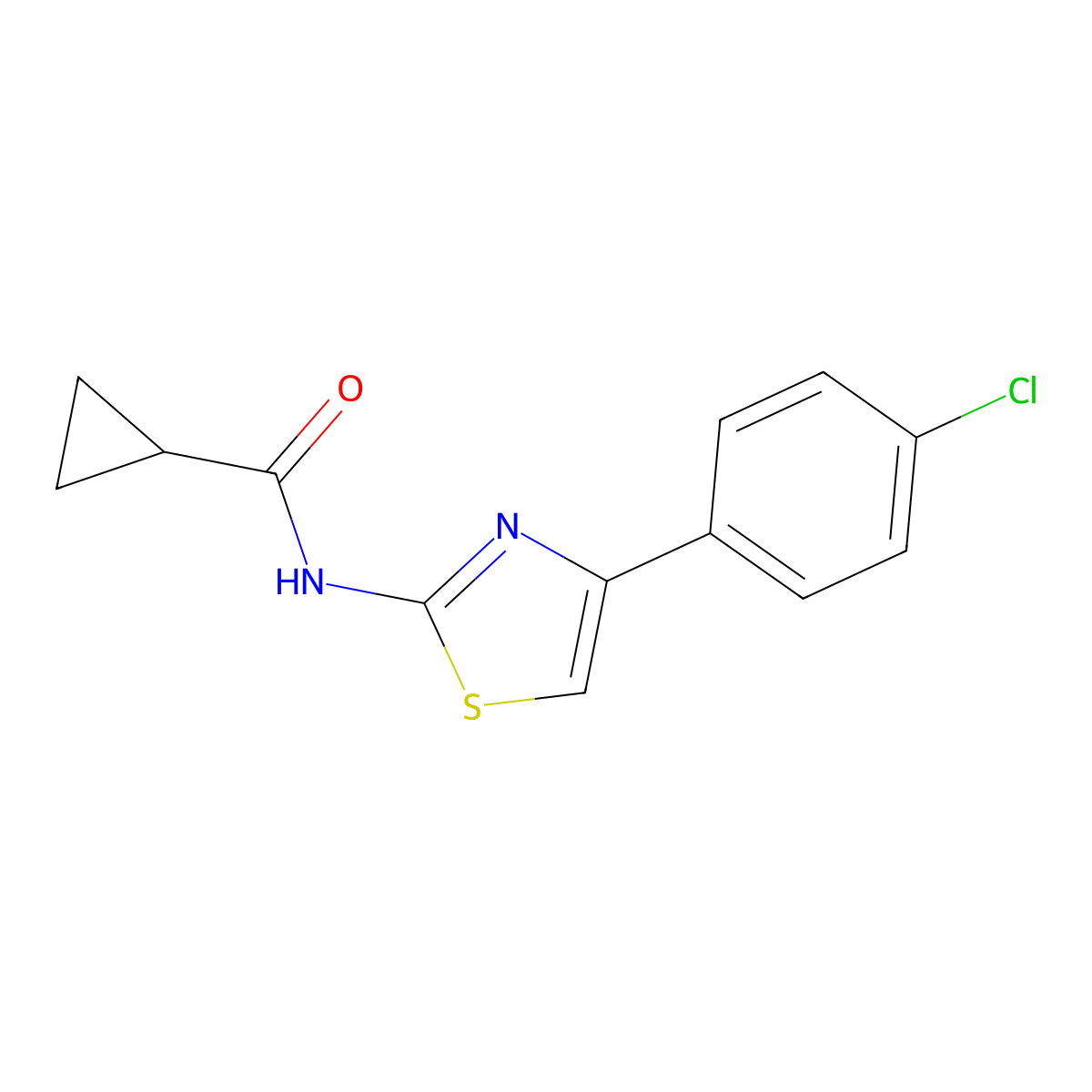 N-[4-(4-chlorophenyl)-1,3-thiazol-2-yl]cyclopropanecarboxamide molecular structure, CAS 406194-67-0