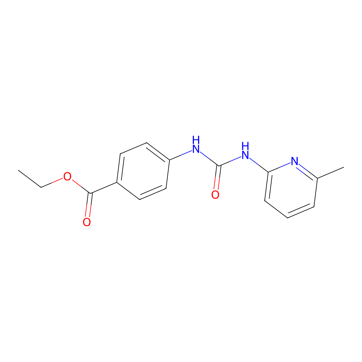 Ethyl 4-[(6-methylpyridin-2-yl)carbamoylamino]benzoate molecular structure, CAS 406194-79-4