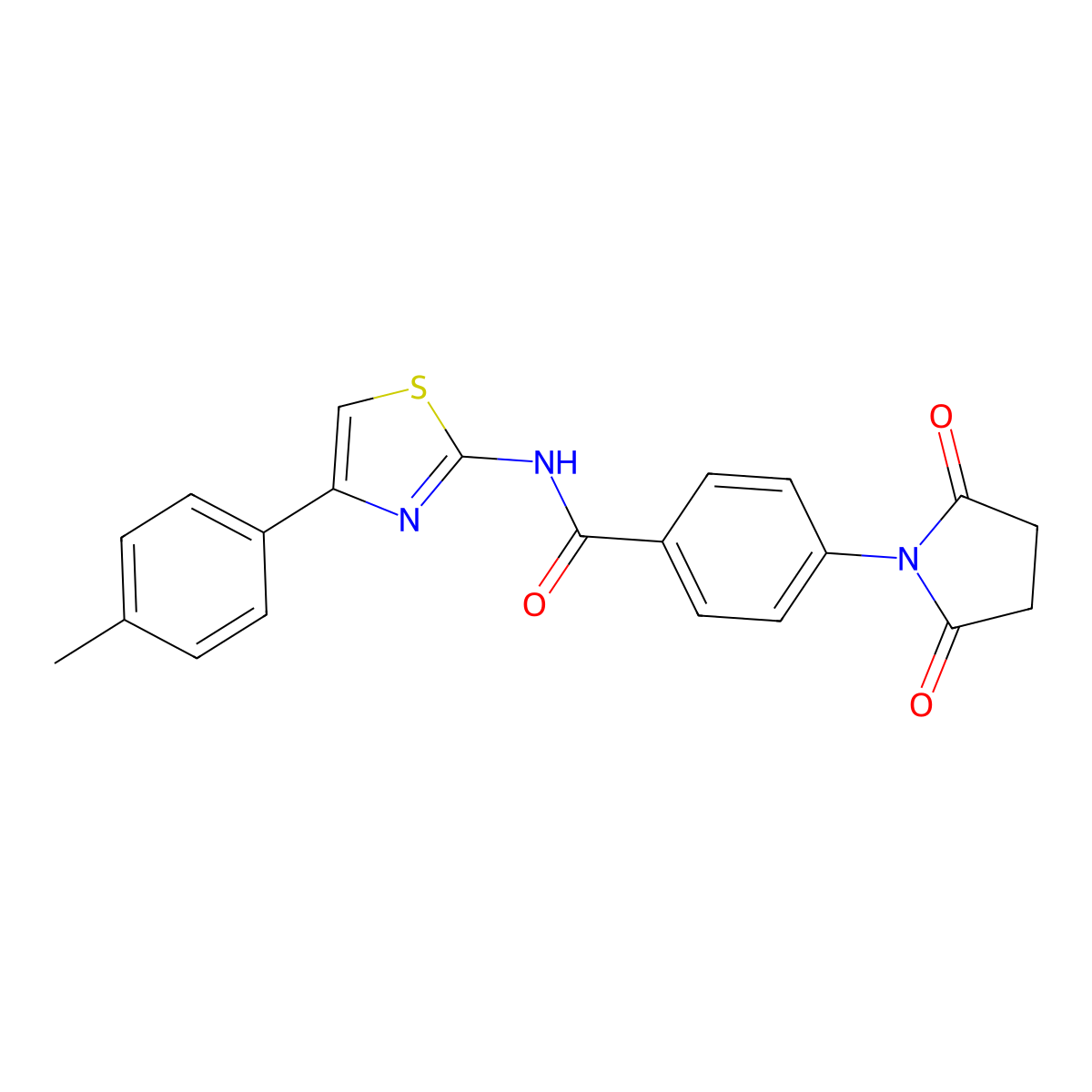 4-(2,5-dioxopyrrolidin-1-yl)-N-[4-(4-methylphenyl)-1,3-thiazol-2-yl]benzamide molecular structure, CAS 406194-82-9