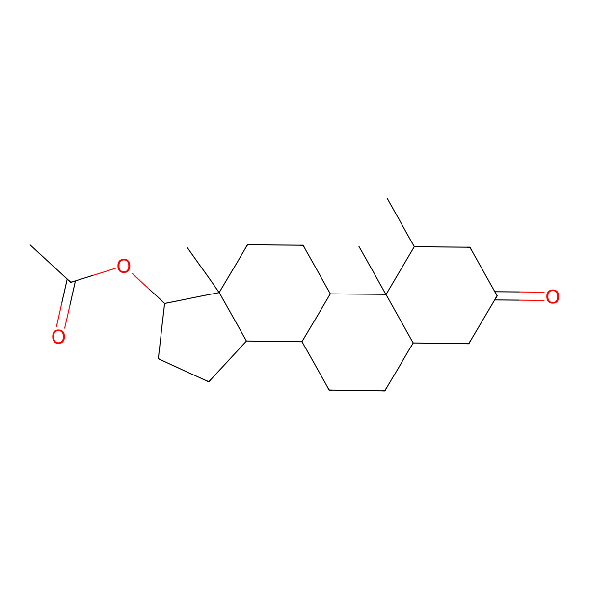 17beta-Hydroxy-1alpha-methyl-5-alphaandrostan-3-one acetate molecular structure, CAS 4062-46-8