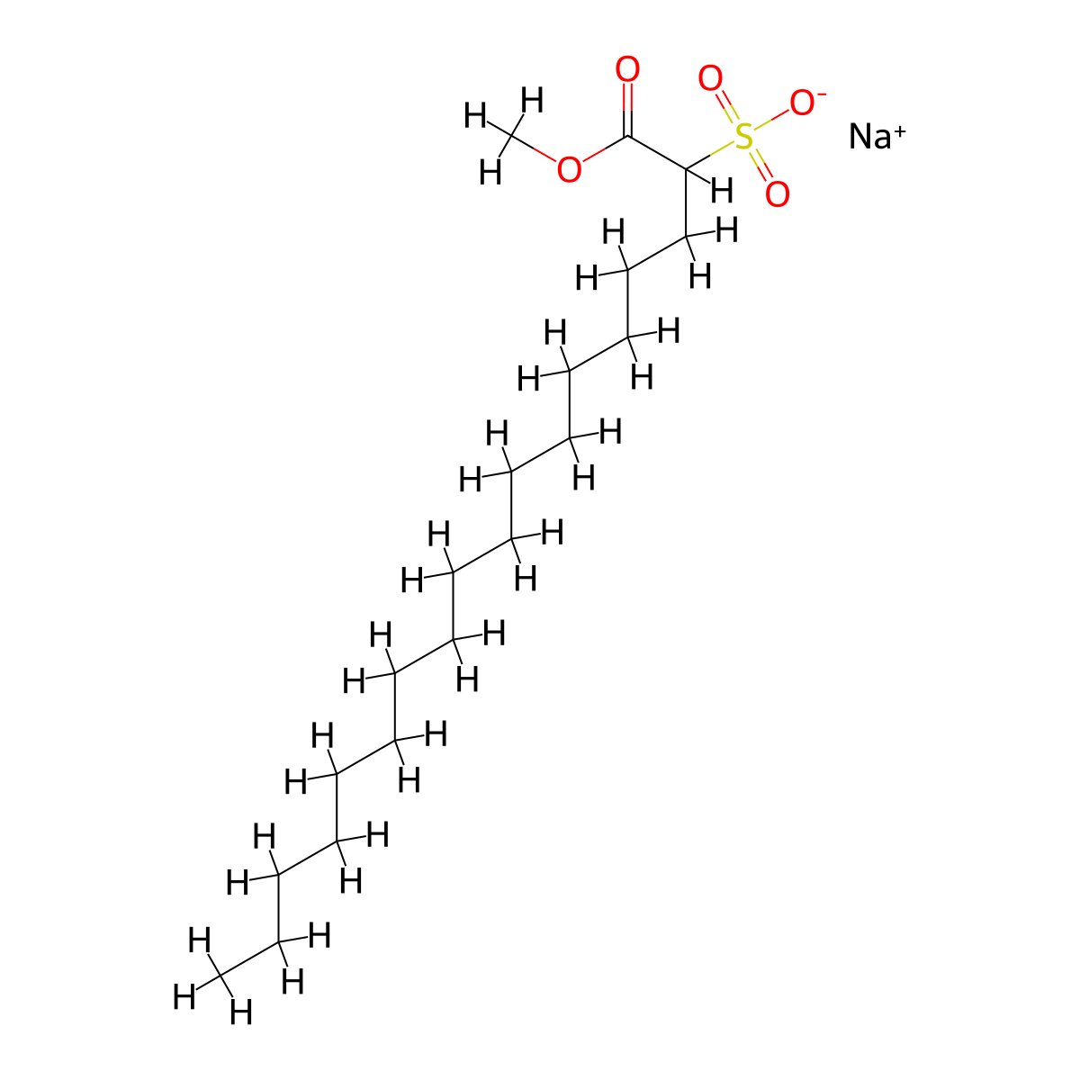 Octadecanoic acid, 2-sulfo-, 1-methyl ester, sodium salt (1:1) molecular structure, CAS 4062-78-6