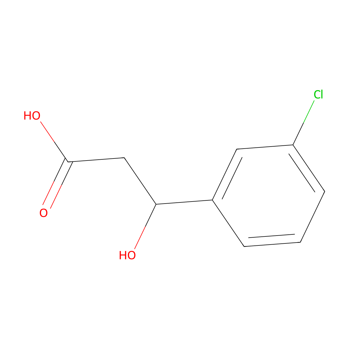 (R)-3-(3-chlorophenyl)-3-hydroxypropanoic acid molecular structure, CAS 40620-54-0