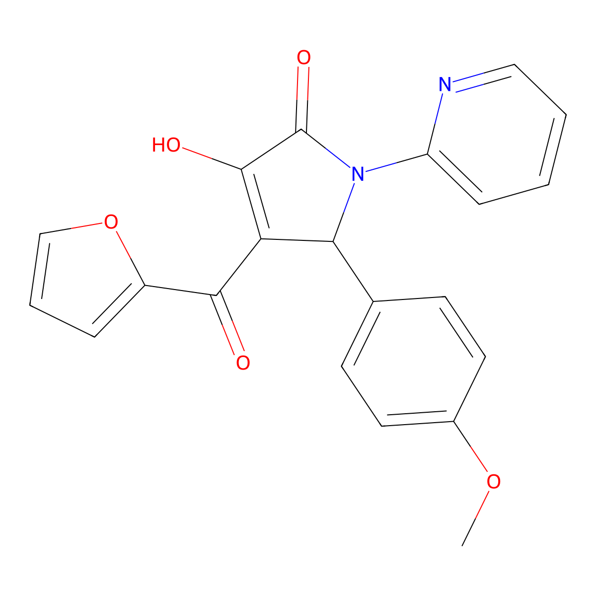 4-(furan-2-carbonyl)-3-hydroxy-5-(4-methoxyphenyl)-1-(pyridin-2-yl)-1H-pyrrol-2(5H)-one molecular structure, CAS 406200-49-5