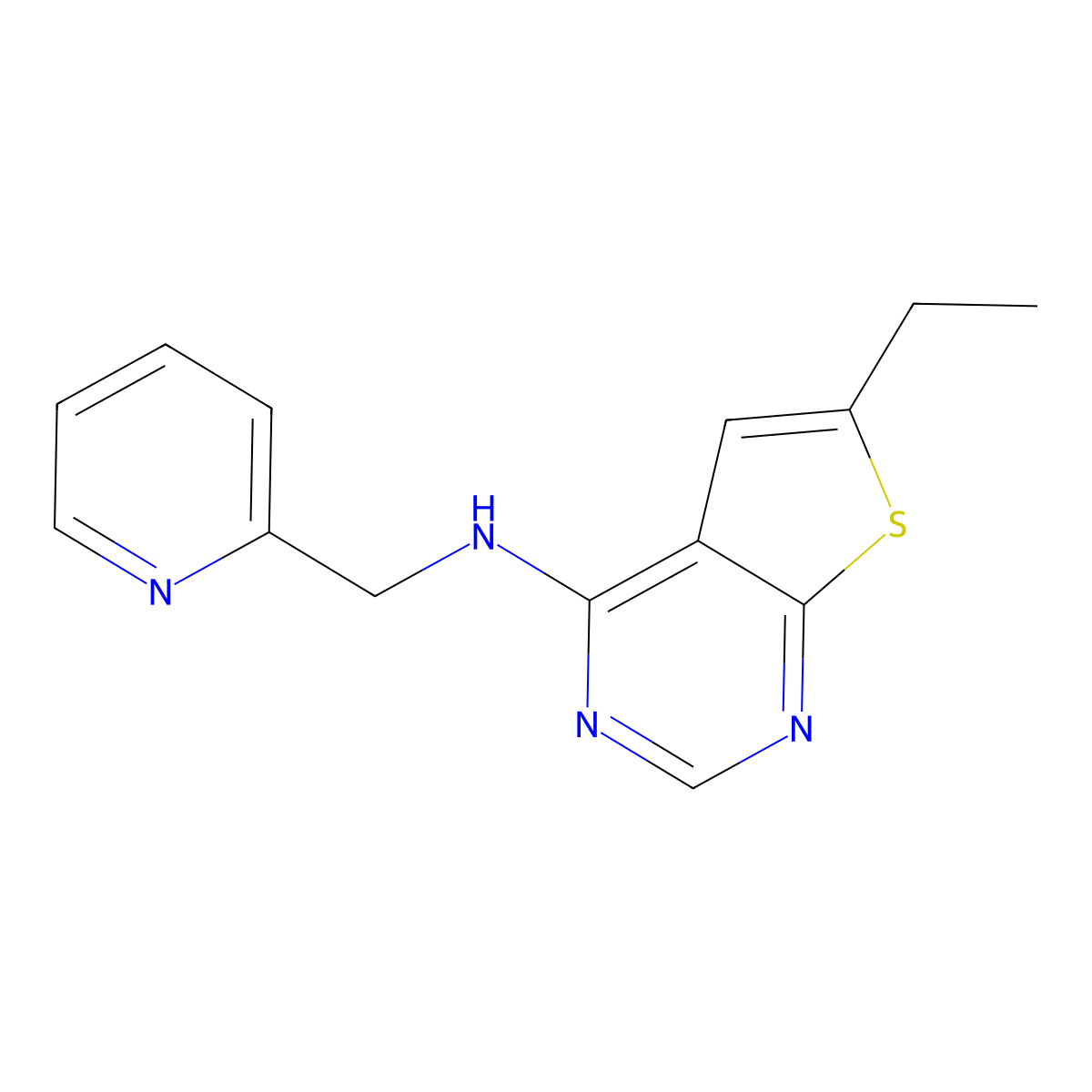 6-ethyl-N-(pyridin-2-ylmethyl)thieno[2,3-d]pyrimidin-4-amine molecular structure, CAS 406200-72-4