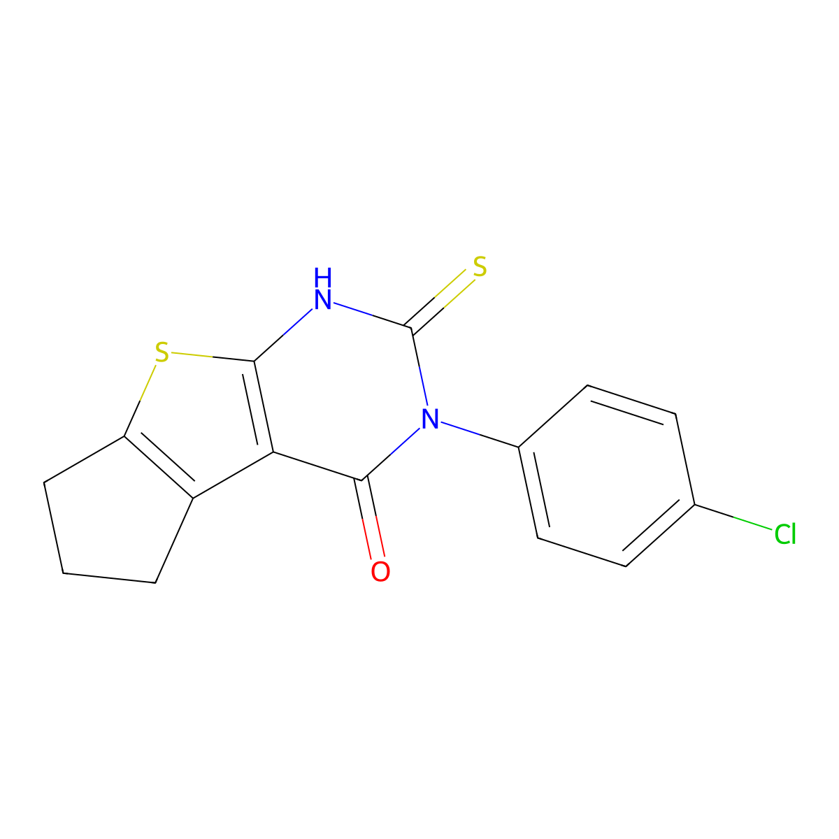 11-(4-Chlorophenyl)-10-sulfanyl-7-thia-9,11-diazatricyclo[6.4.0.0,2,6]dodeca-1(8),2(6),9-trien-12-one molecular structure, CAS 406200-74-6