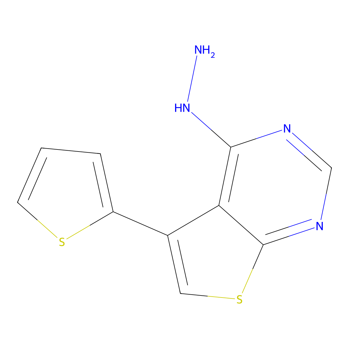 4-Hydrazino-5-thien-2-ylthieno[2,3-d]pyrimidine molecular structure, CAS 406200-90-6