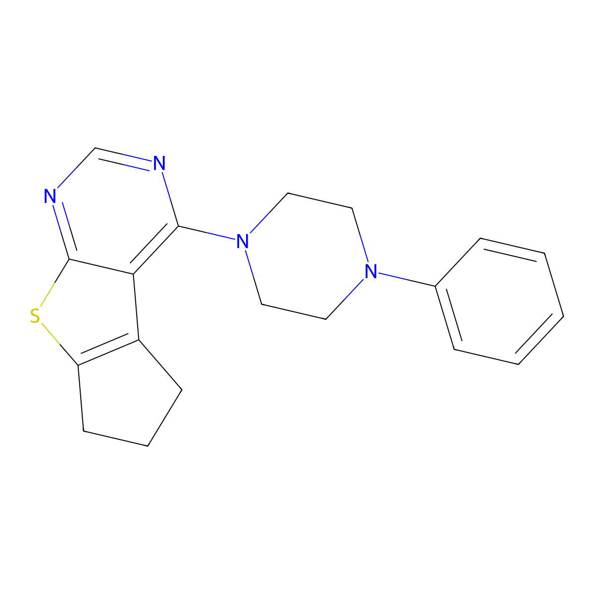 4-(4-phenylpiperazin-1-yl)-6,7-dihydro-5H-cyclopenta[4,5]thieno[2,3-d]pyrimidine molecular structure, CAS 406201-39-6