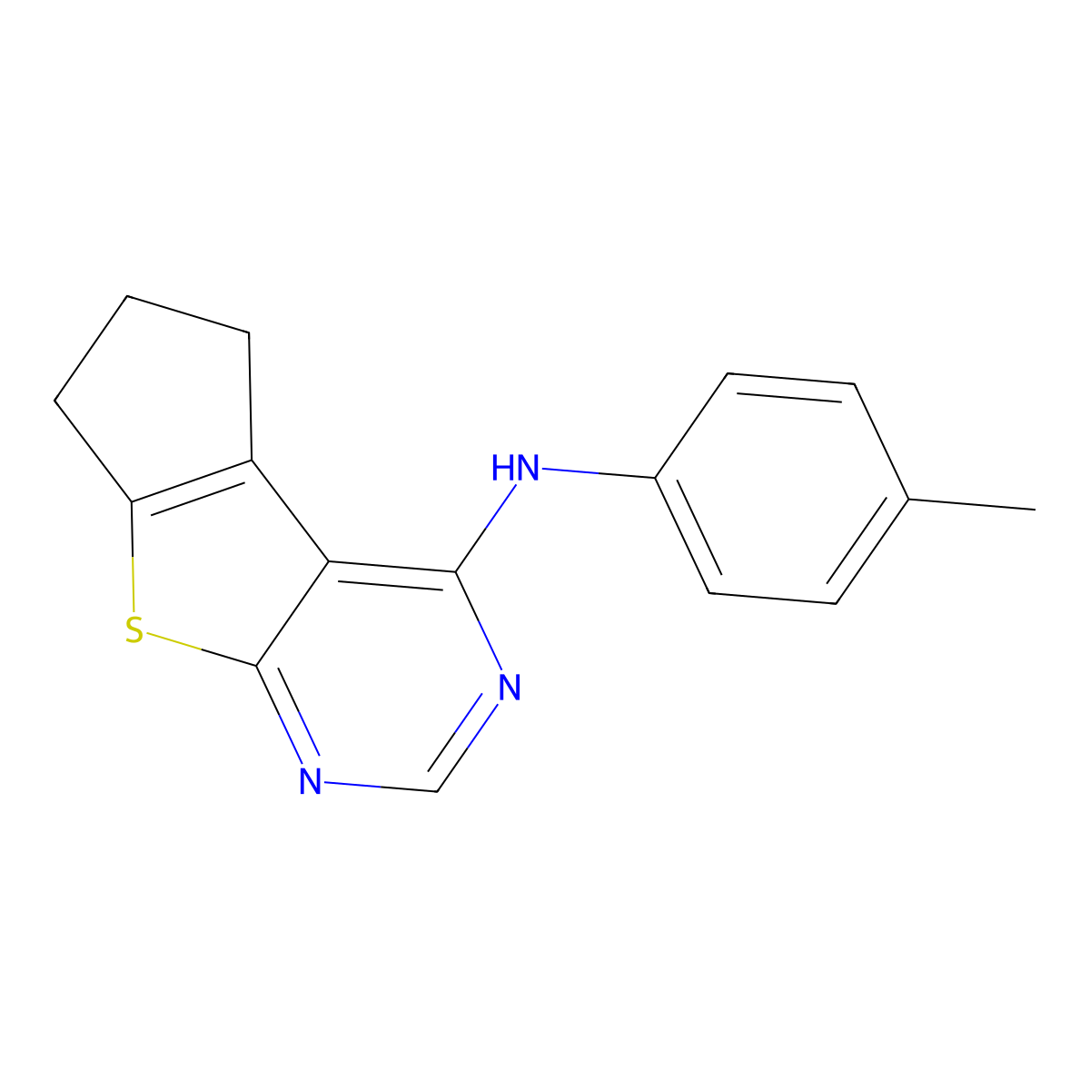 N-(4-methylphenyl)-6,7-dihydro-5H-cyclopenta[4,5]thieno[2,3-d]pyrimidin-4-amine molecular structure, CAS 406201-48-7