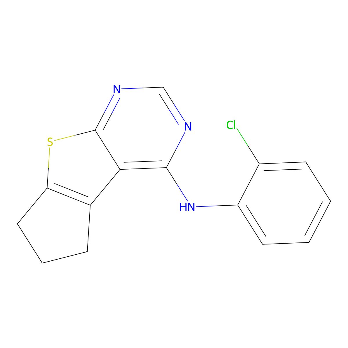 N-(2-chlorophenyl)-6,7-dihydro-5H-cyclopenta[4,5]thieno[2,3-d]pyrimidin-4-amine molecular structure, CAS 406201-50-1