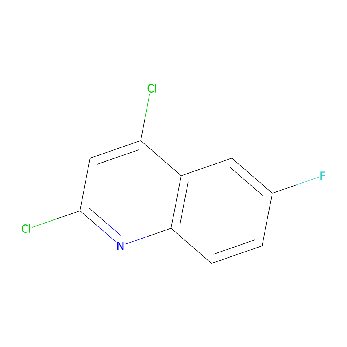 2,4-Dichloro-6-fluoroquinoline molecular structure, CAS 406204-74-8