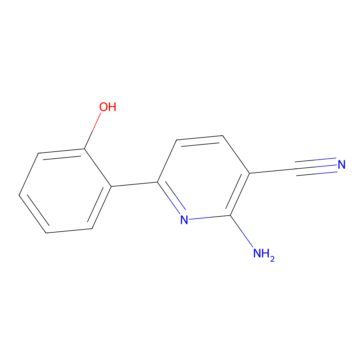 2-Amino-6-(2-hydroxyphenyl)nicotinonitrile molecular structure, CAS 406212-03-1