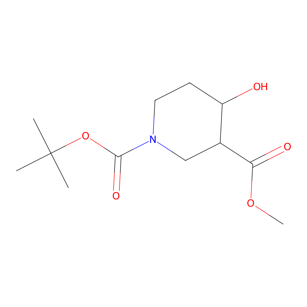 Methyl N-Boc-4-hydroxypiperidine-3-carboxylate molecular structure, CAS 406212-51-9