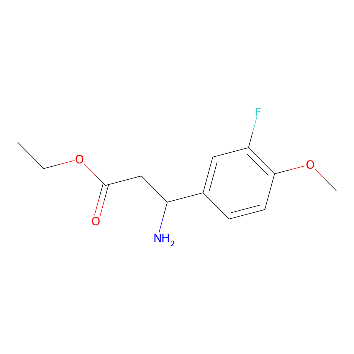 Ethyl (S)-3-amino-3-(3-fluoro-4-methoxyphenyl)propanoate molecular structure, CAS 406216-42-0