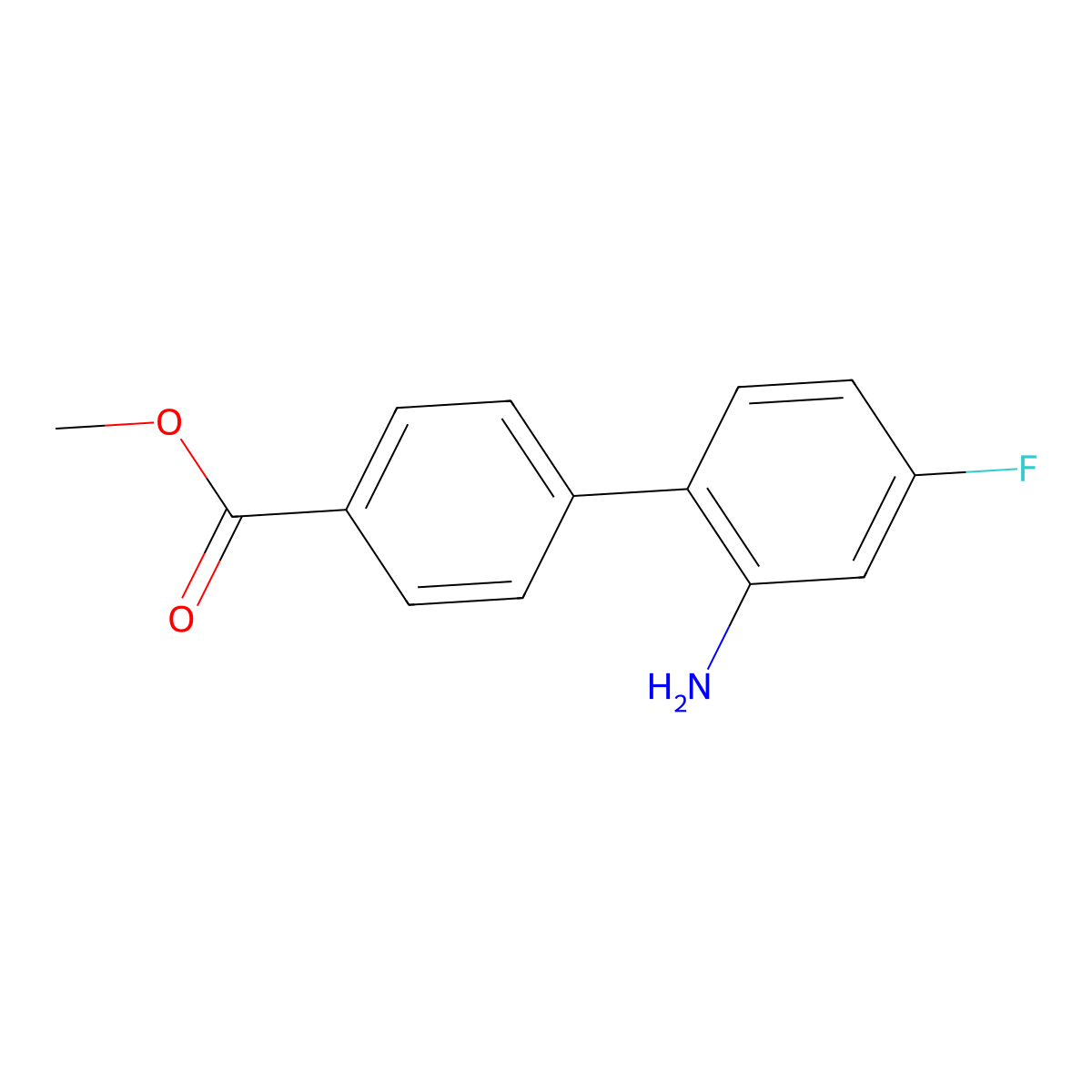 Methyl 2'-amino-4'-fluoro(1,1'-biphenyl)-4-carboxylate molecular structure, CAS 406232-87-9