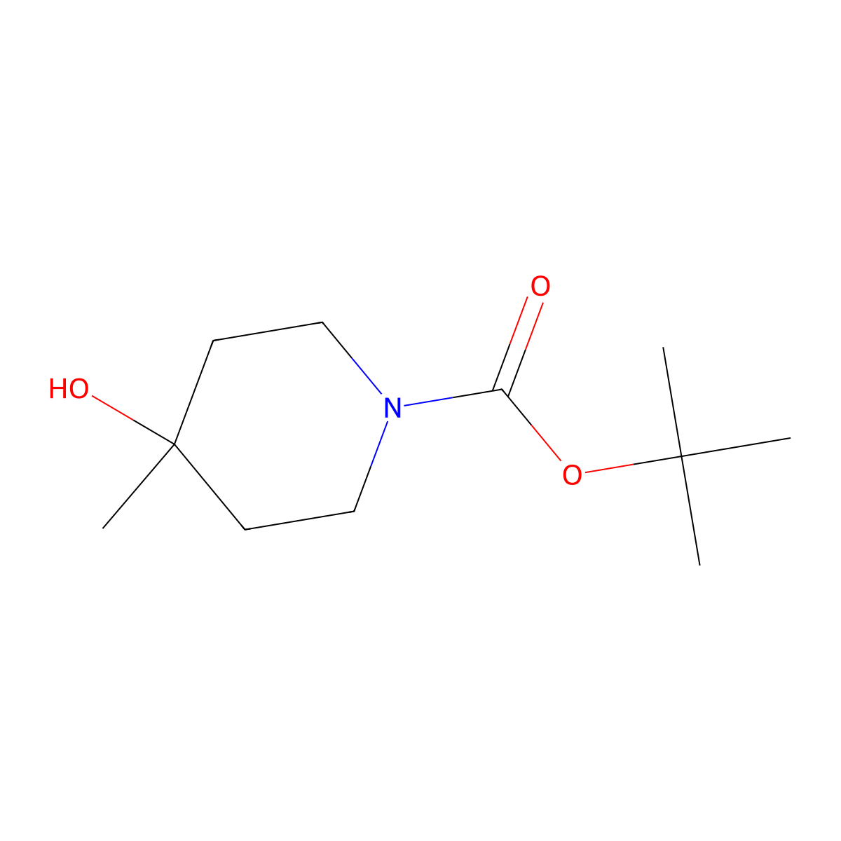 1-Boc-4-methyl-piperidin-4-OL molecular structure, CAS 406235-30-1