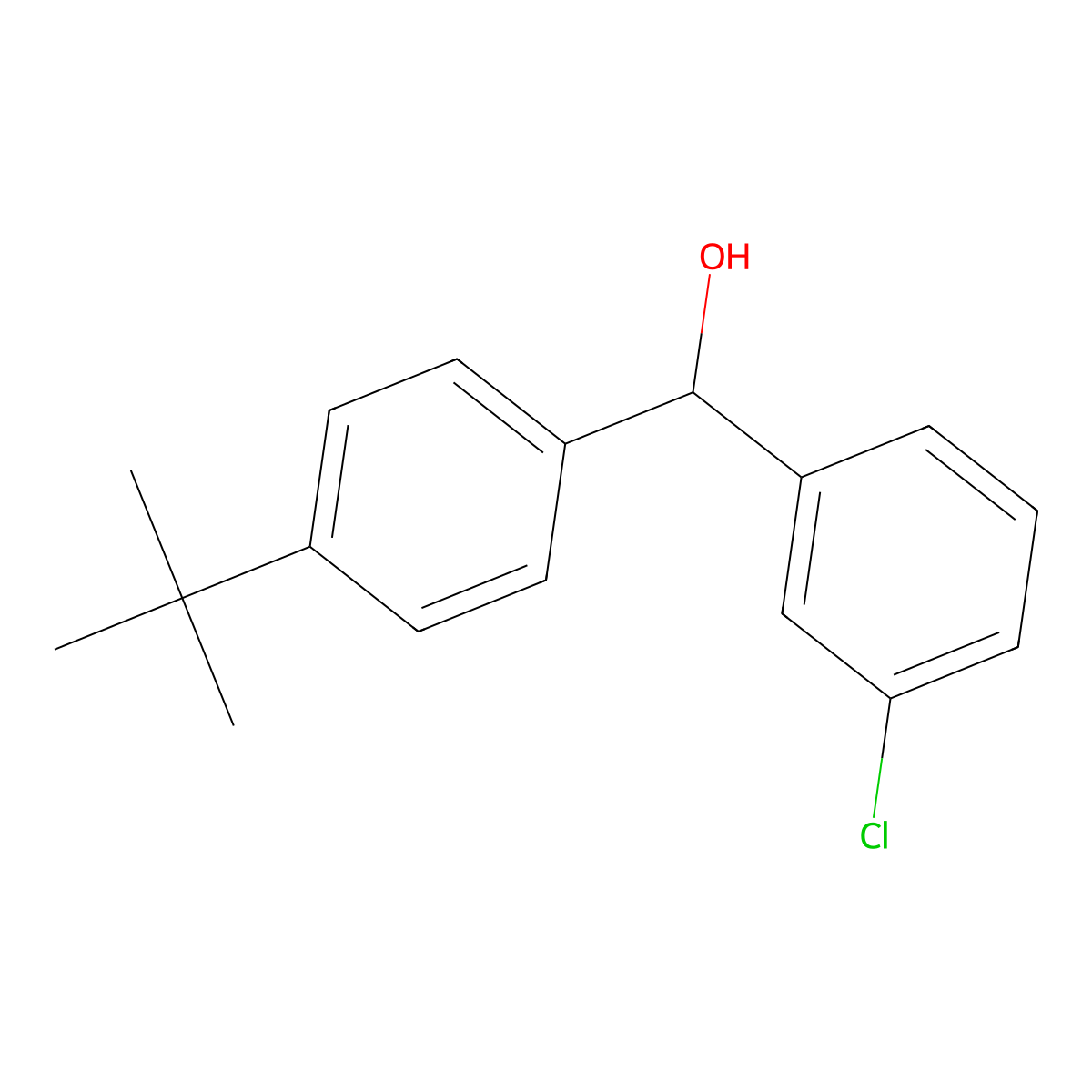 4-tert-Butyl-3'-chlorobenzhydrol molecular structure, CAS 40626-12-8
