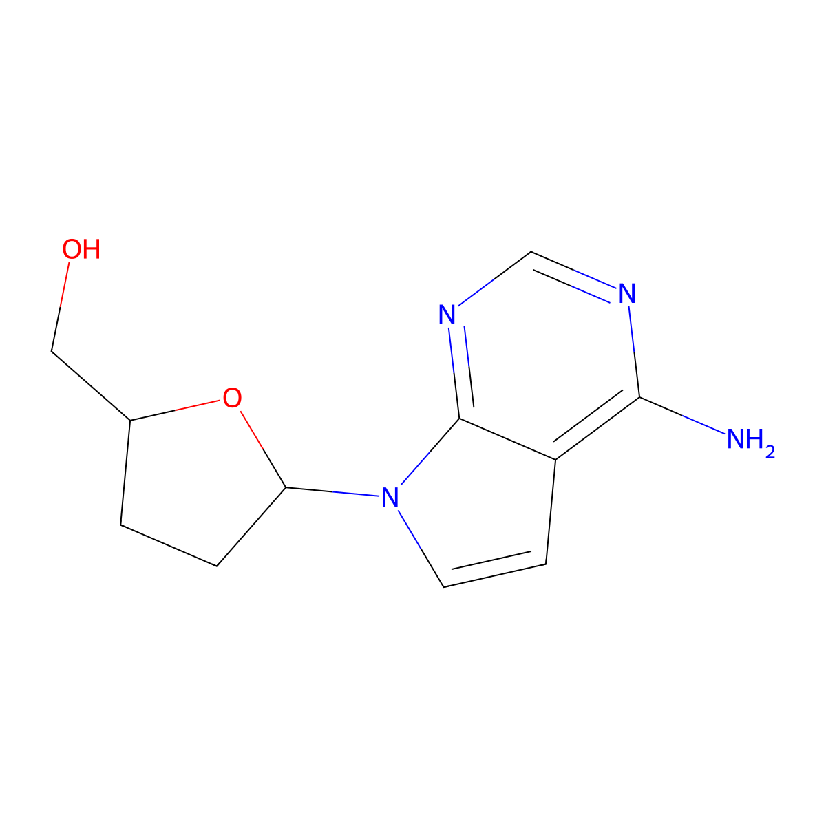 7-Deaza-2',3'-dideoxyadenosine molecular structure, CAS 40627-30-3