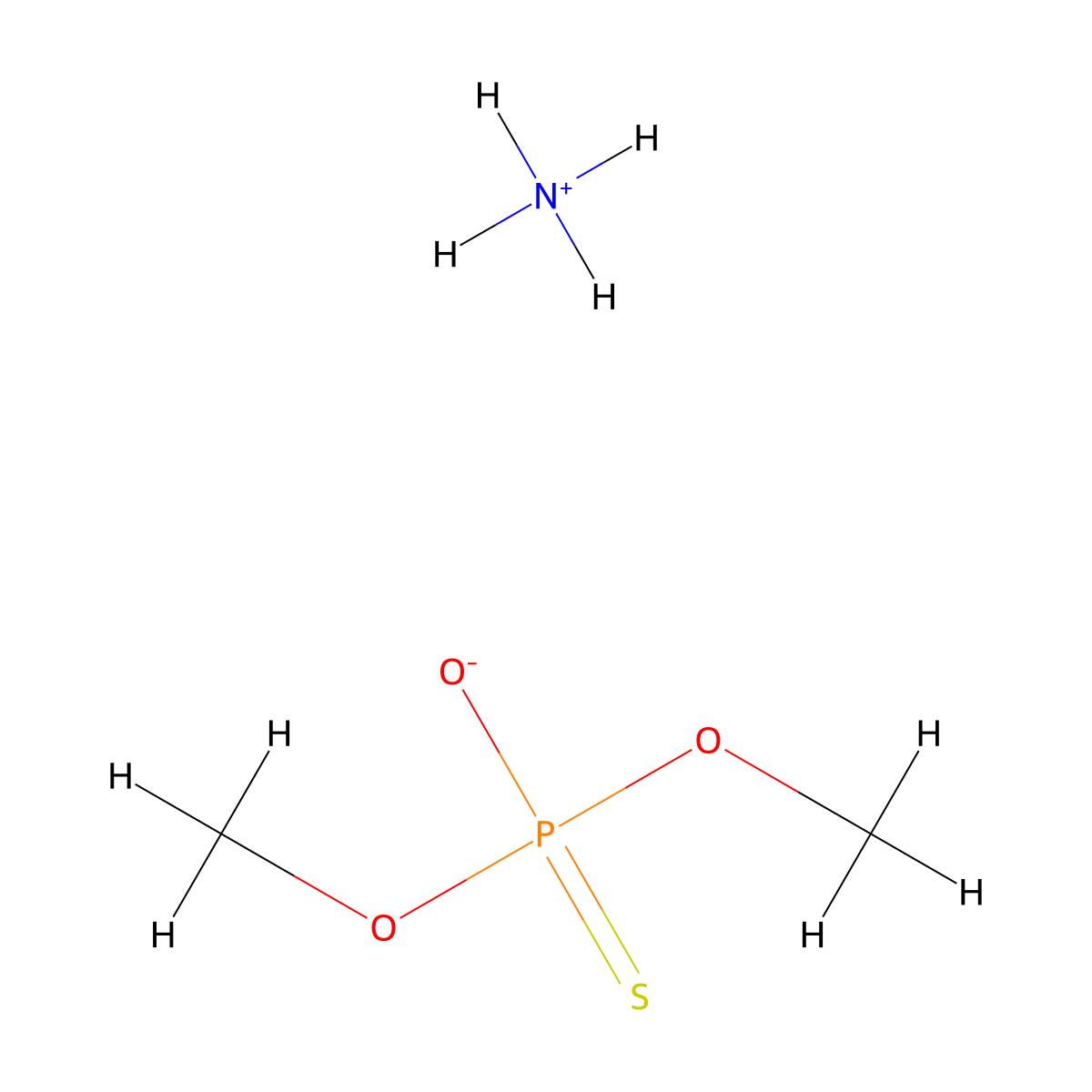 Phosphorothioic acid, O,O-dimethyl ester, ammonium salt (1:1) molecular structure, CAS 40633-14-5