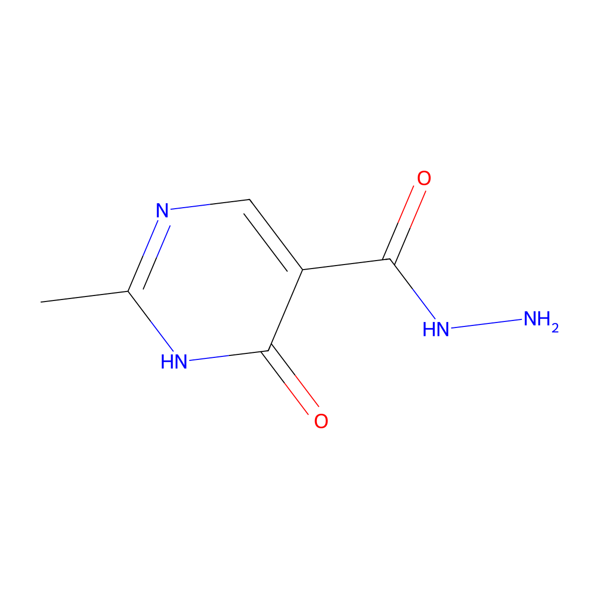 2-Methyl-6-oxo-1,6-dihydropyrimidine-5-carbohydrazide molecular structure, CAS 40640-53-7