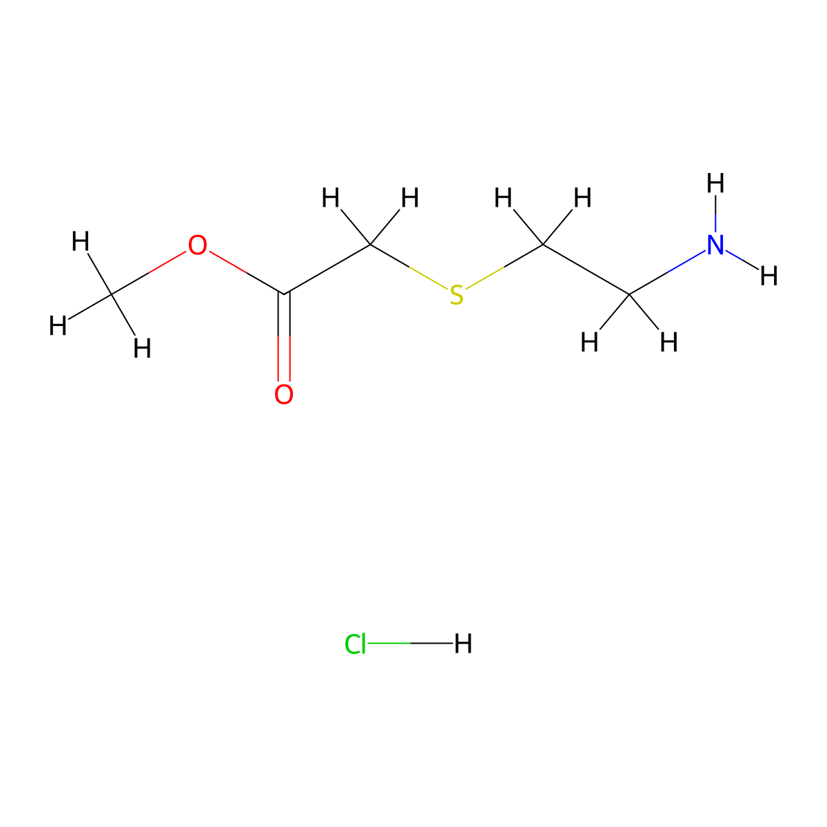 ((2-Aminoethyl)thio)acetic acid, methyl ester, hydrochloride molecular structure, CAS 40642-85-1