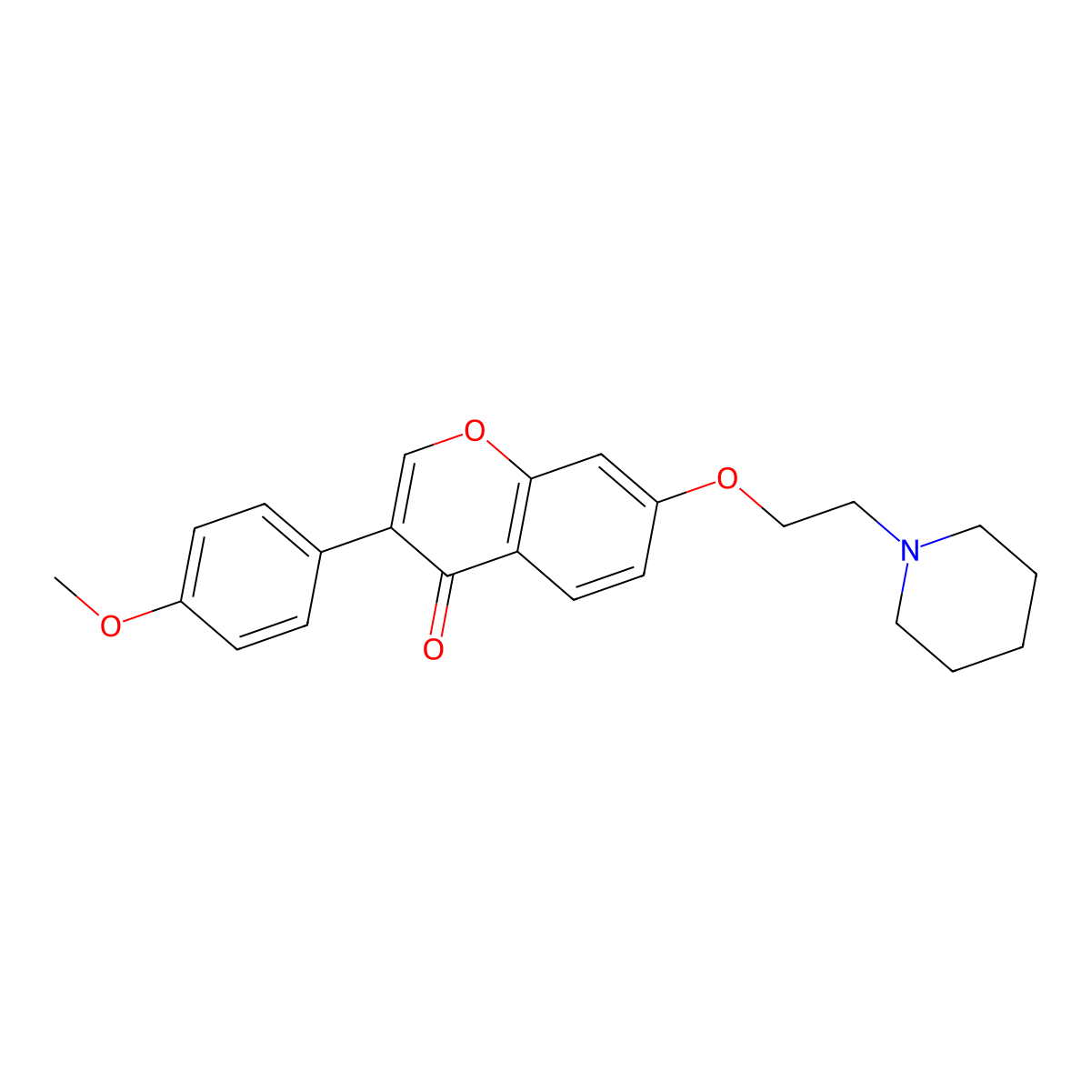 3-(4-methoxyphenyl)-7-(2-(piperidin-1-yl)ethoxy)-4H-chromen-4-one molecular structure, CAS 40644-76-6