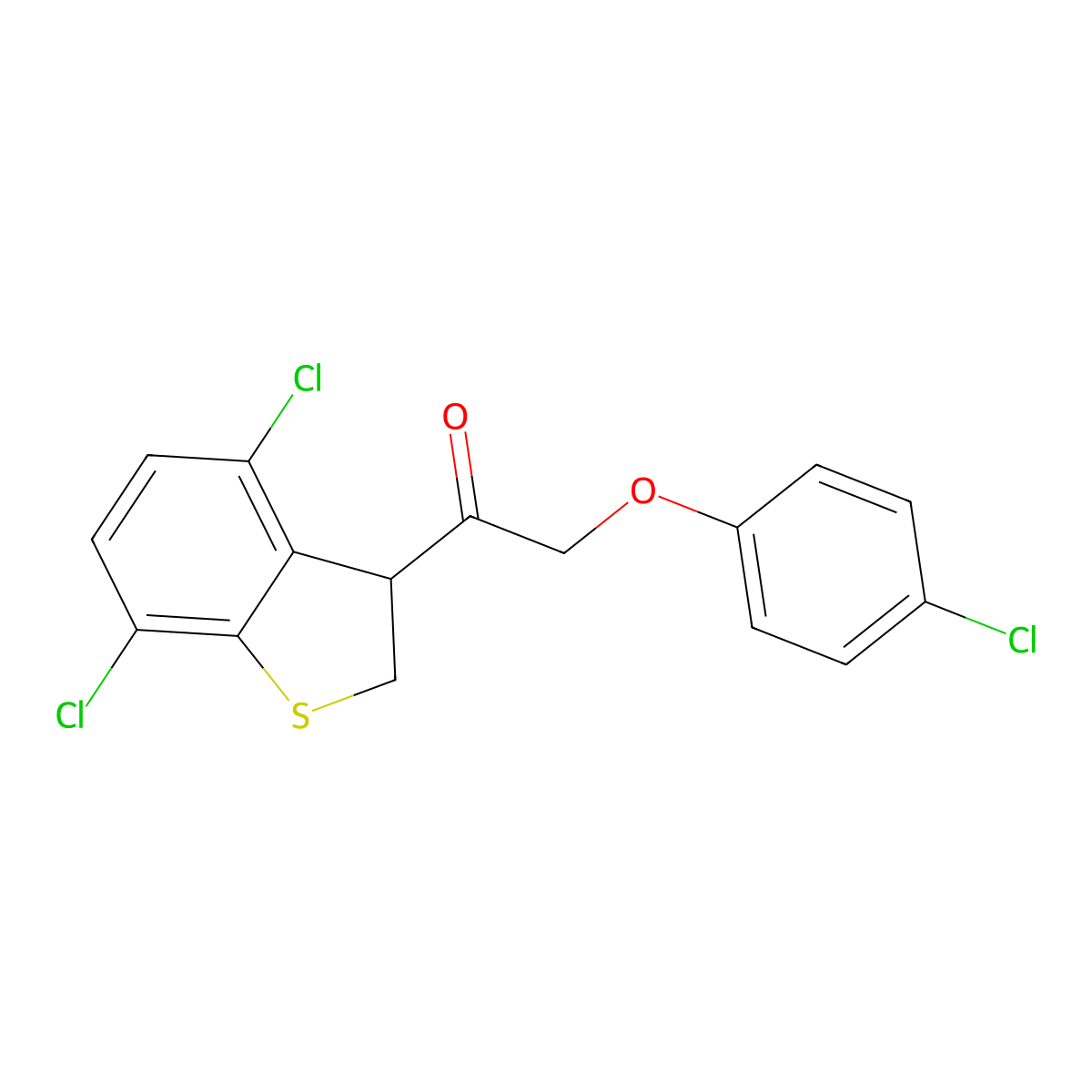2-(4-Chlorophenoxy)-1-(4,7-dichloro-2,3-dihydro-1-benzothiophen-3-yl)ethanone molecular structure, CAS 40645-25-8