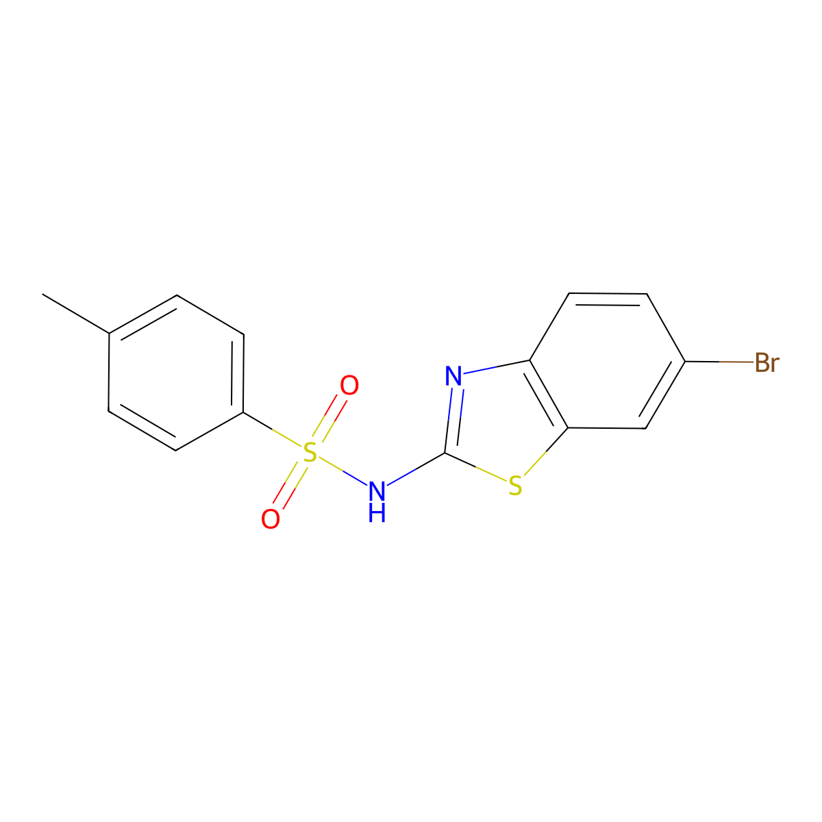 N-(6-bromo-1,3-benzothiazol-2-yl)-4-methylbenzenesulfonamide molecular structure, CAS 406469-28-1