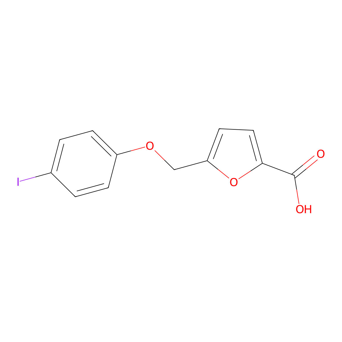 5-[(4-Iodophenoxy)methyl]furan-2-carboxylic acid molecular structure, CAS 406470-50-6