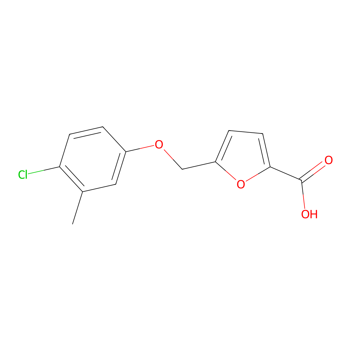 5-((4-Chloro-3-methylphenoxy)methyl)-2-furancarboxylic acid molecular structure, CAS 406470-55-1