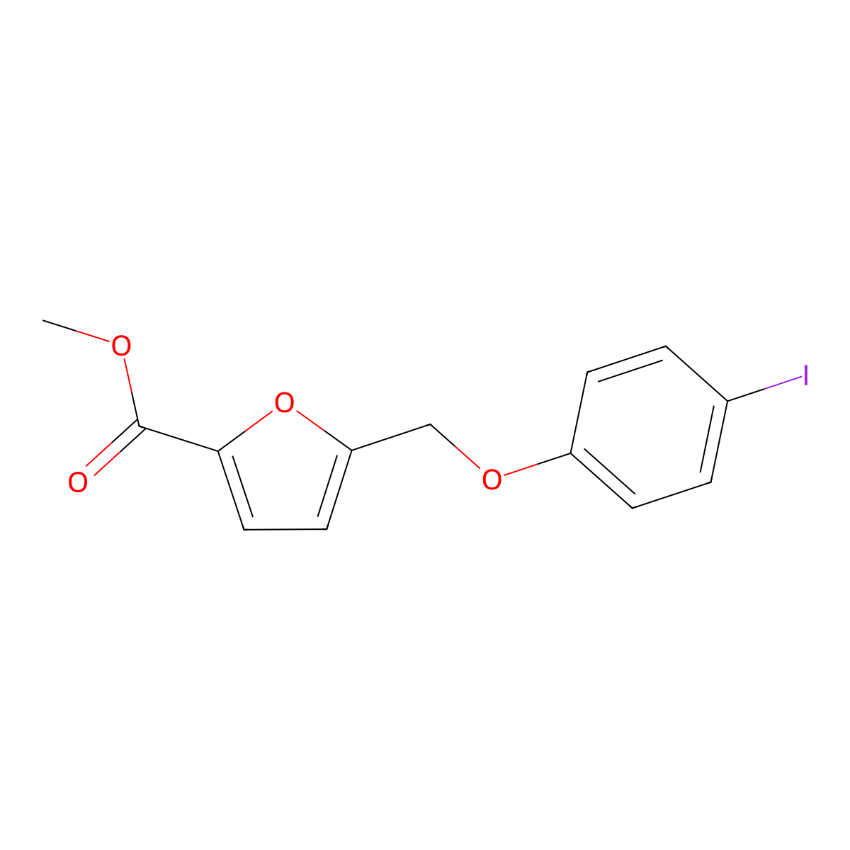 Methyl 5-[(4-iodophenoxy)methyl]furan-2-carboxylate molecular structure, CAS 406470-67-5