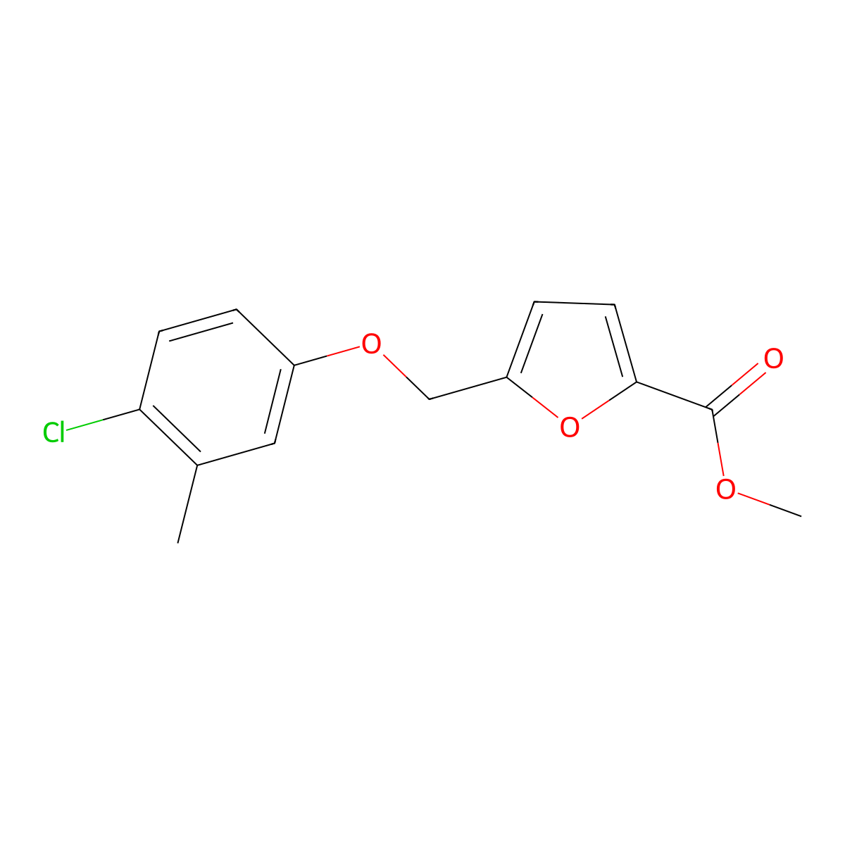 Methyl 5-[(4-chloro-3-methylphenoxy)methyl]furan-2-carboxylate molecular structure, CAS 406470-76-6