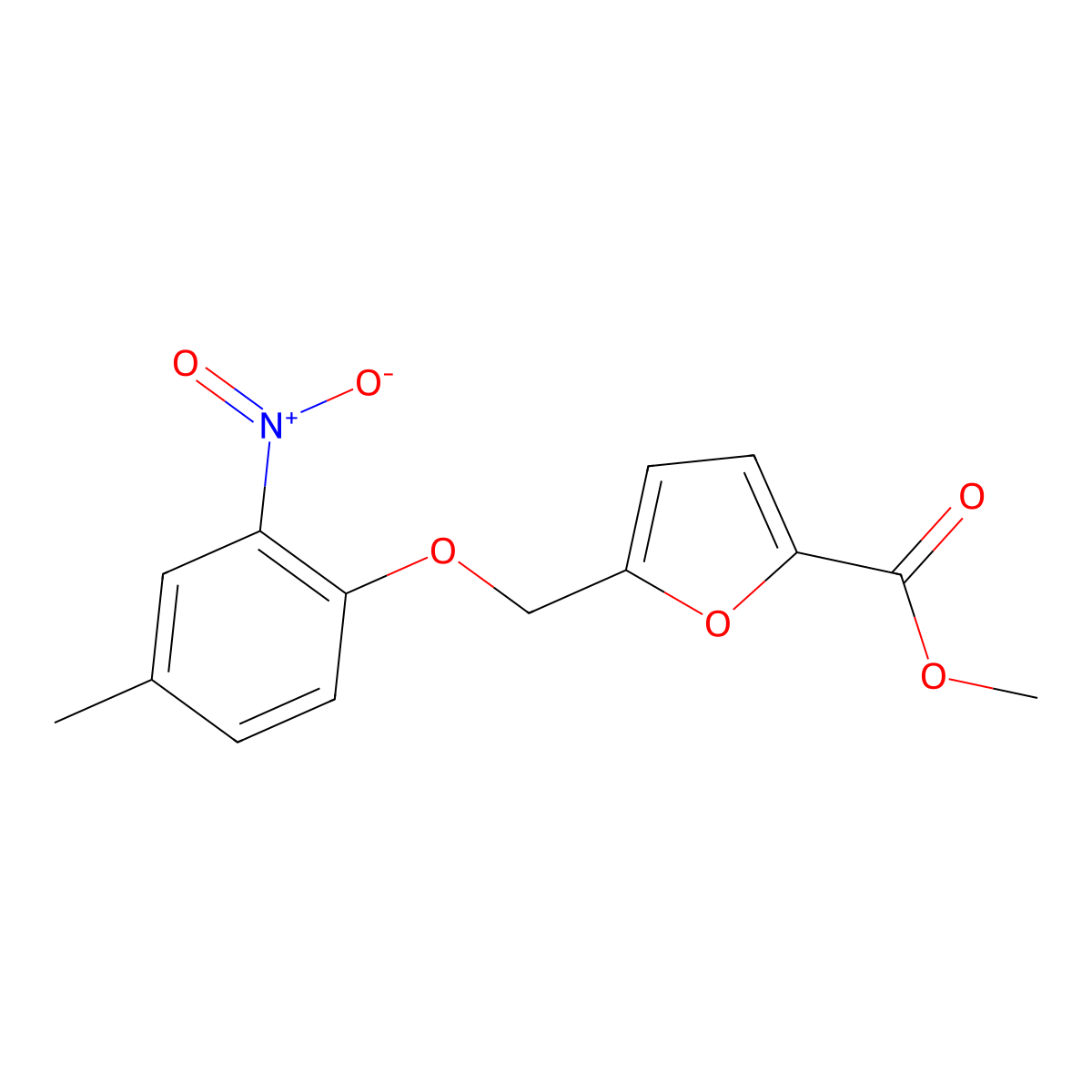 Methyl 5-[(4-methyl-2-nitrophenoxy)methyl]furan-2-carboxylate molecular structure, CAS 406470-84-6