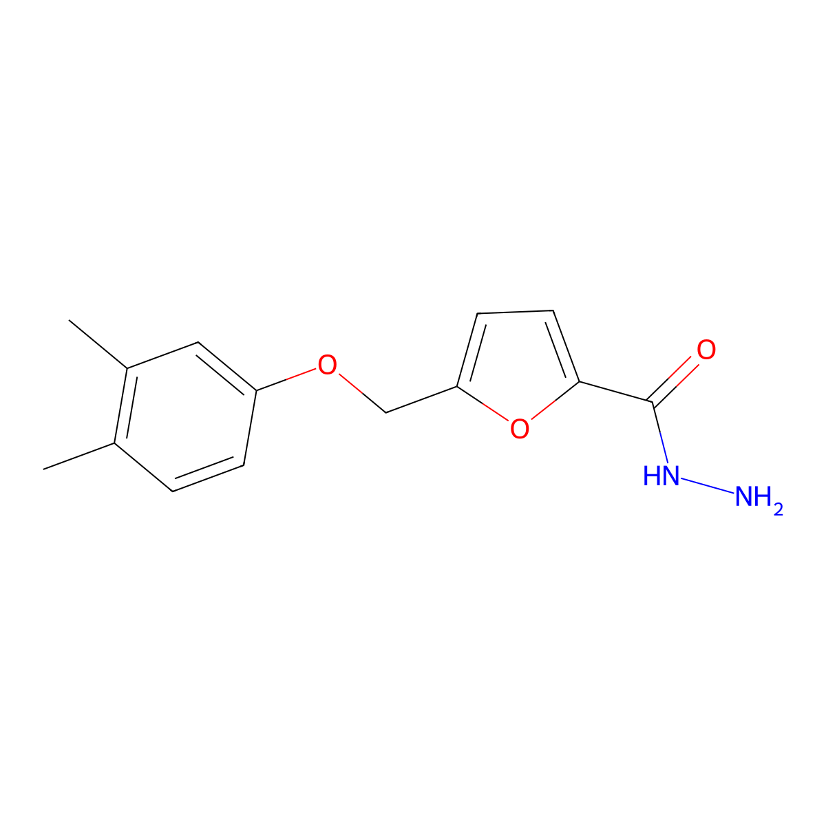 5-[(3,4-Dimethylphenoxy)methyl]-2-furancarboxylic acid hydrazide molecular structure, CAS 406470-86-8