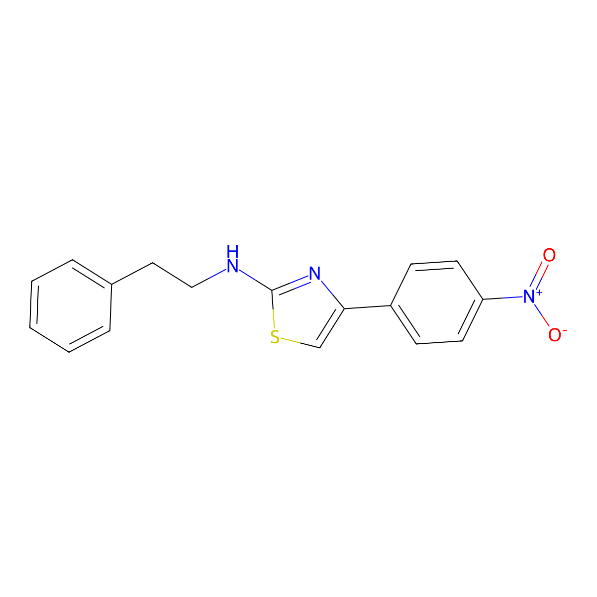 4-(4-nitrophenyl)-N-phenethyl-1,3-thiazol-2-amine molecular structure, CAS 406471-61-2