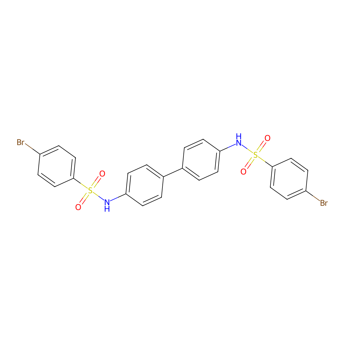 4-bromo-N-[4-[4-[(4-bromophenyl)sulfonylamino]phenyl]phenyl]benzenesulfonamide molecular structure, CAS 406473-18-5