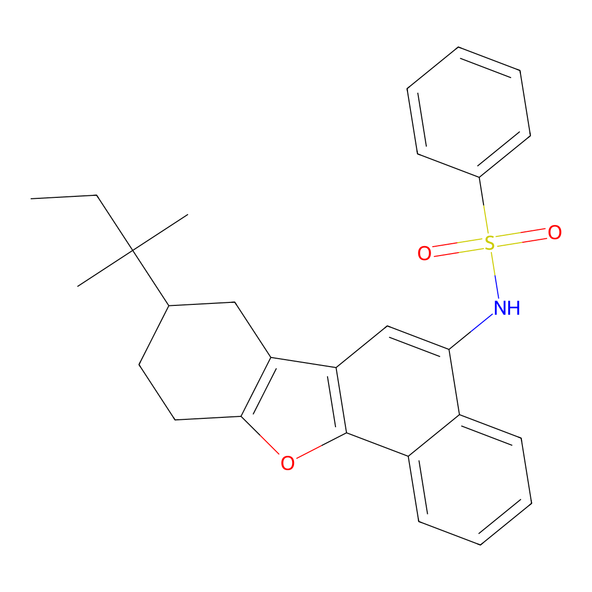 N-(8-(tert-pentyl)-7,8,9,10-tetrahydronaphtho[1,2-b]benzofuran-5-yl)benzenesulfonamide molecular structure, CAS 406474-41-7