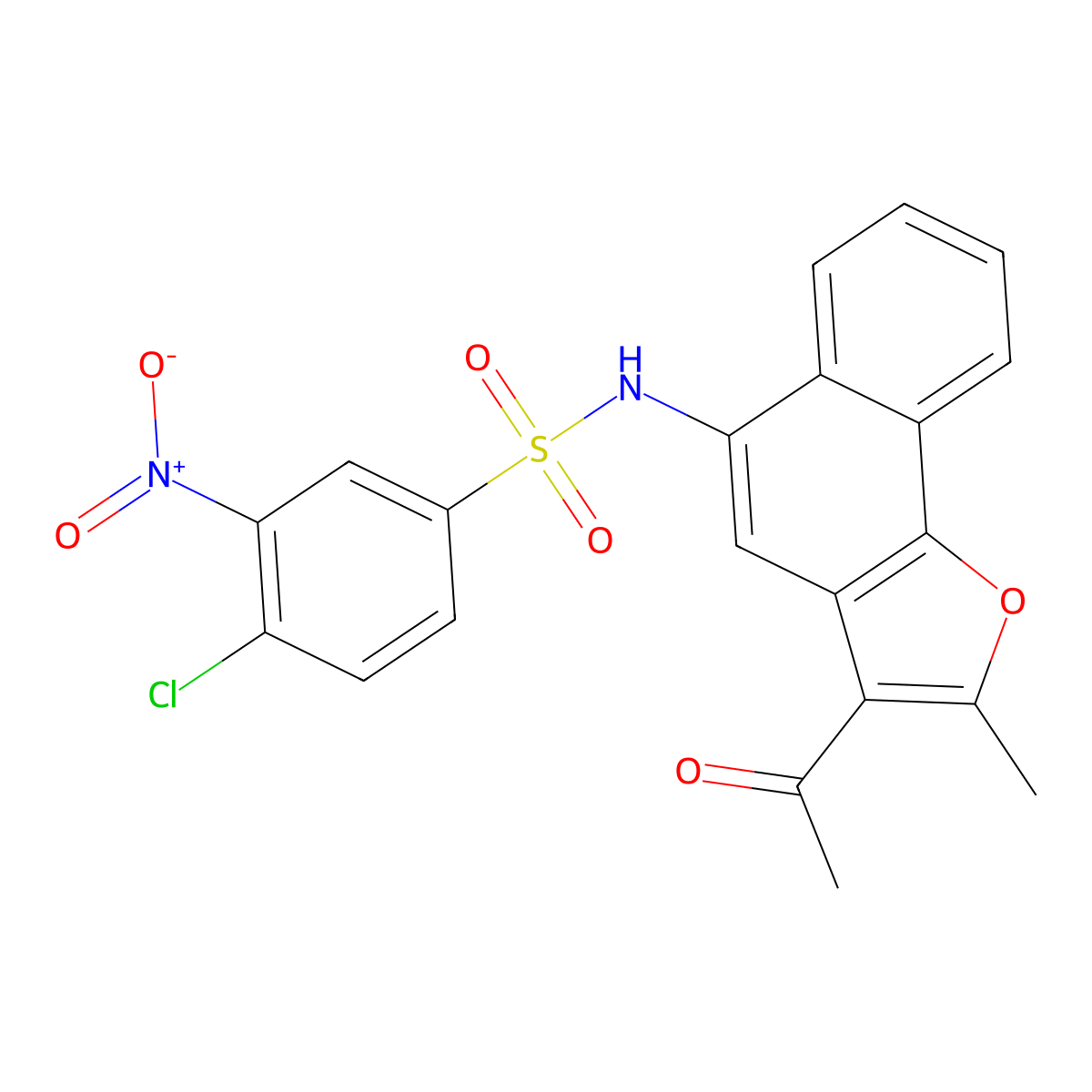 N-(3-acetyl-2-methylnaphtho[1,2-b]furan-5-yl)-4-chloro-3-nitrobenzenesulfonamide molecular structure, CAS 406474-42-8