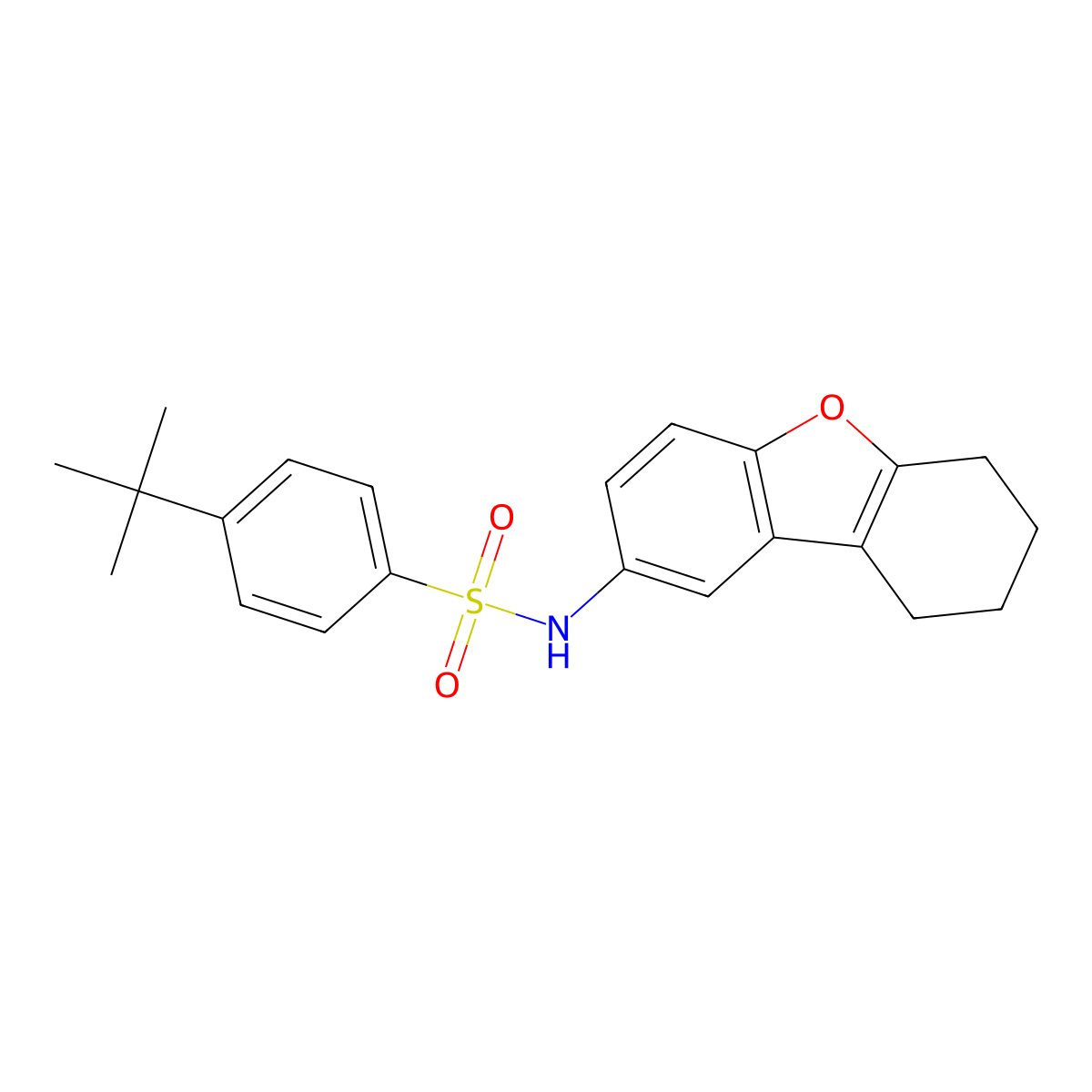 4-tert-butyl-N-(6,7,8,9-tetrahydrodibenzo[b,d]furan-2-yl)benzenesulfonamide molecular structure, CAS 406474-56-4