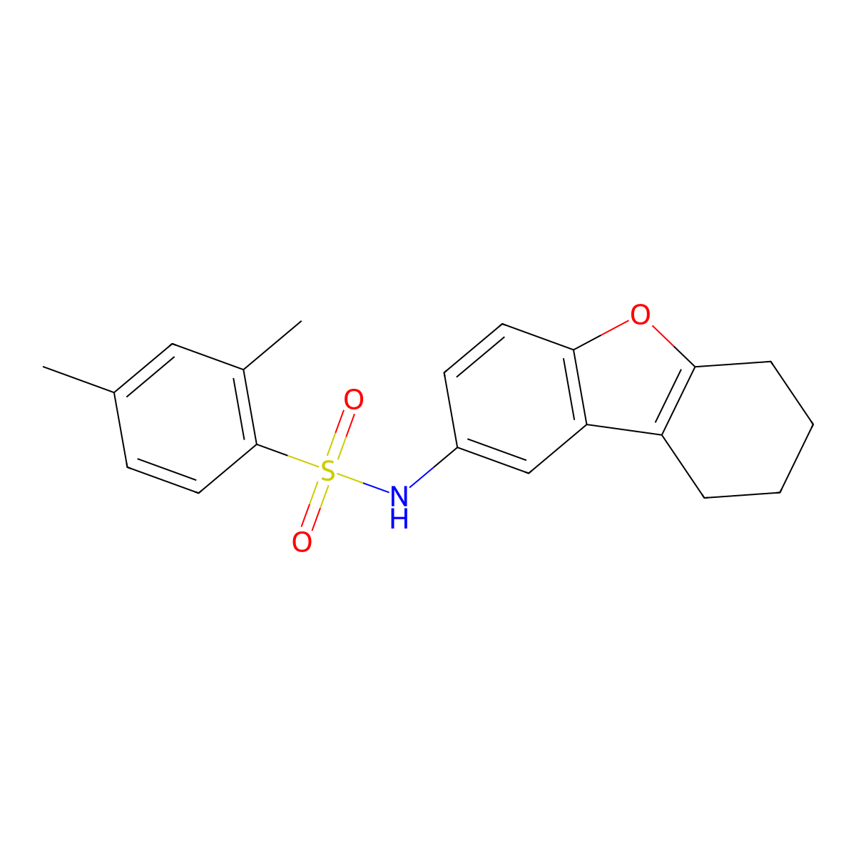 2,4-dimethyl-N-(6,7,8,9-tetrahydrodibenzofuran-2-yl)benzenesulfonamide molecular structure, CAS 406474-57-5