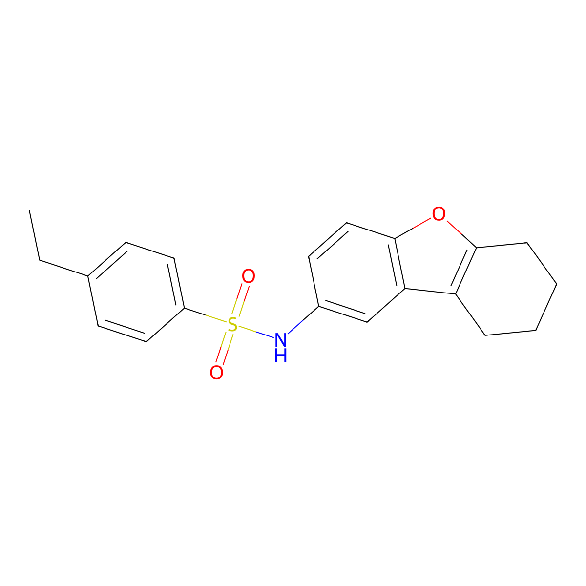 4-ethyl-N-(6,7,8,9-tetrahydrodibenzo[b,d]furan-2-yl)benzenesulfonamide molecular structure, CAS 406474-60-0
