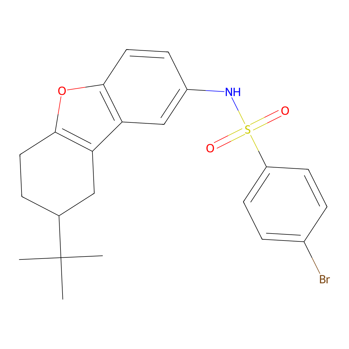 4-bromo-N-(8-tert-butyl-6,7,8,9-tetrahydrodibenzofuran-2-yl)benzenesulfonamide molecular structure, CAS 406474-63-3
