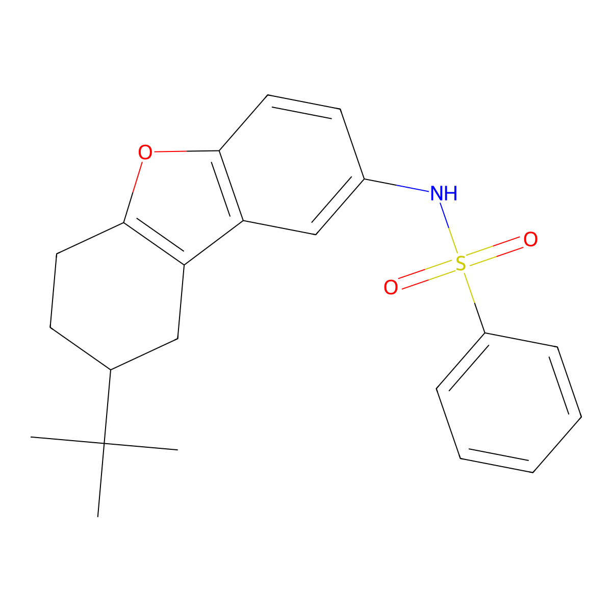 N-(8-tert-butyl-6,7,8,9-tetrahydrodibenzo[b,d]furan-2-yl)benzenesulfonamide molecular structure, CAS 406474-64-4