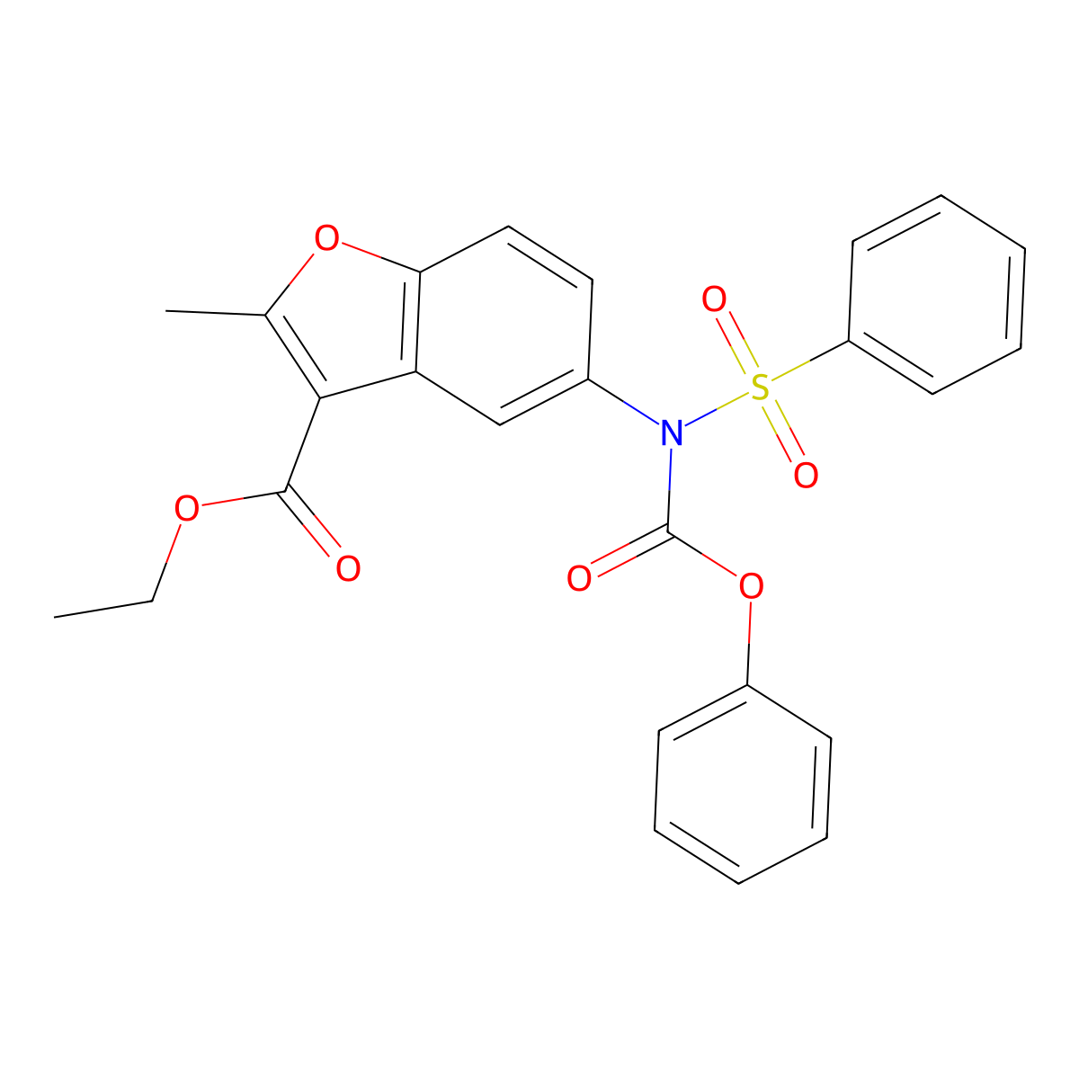 Ethyl 2-methyl-5-[N-(phenoxycarbonyl)benzenesulfonamido]-1-benzofuran-3-carboxylate molecular structure, CAS 406475-21-6