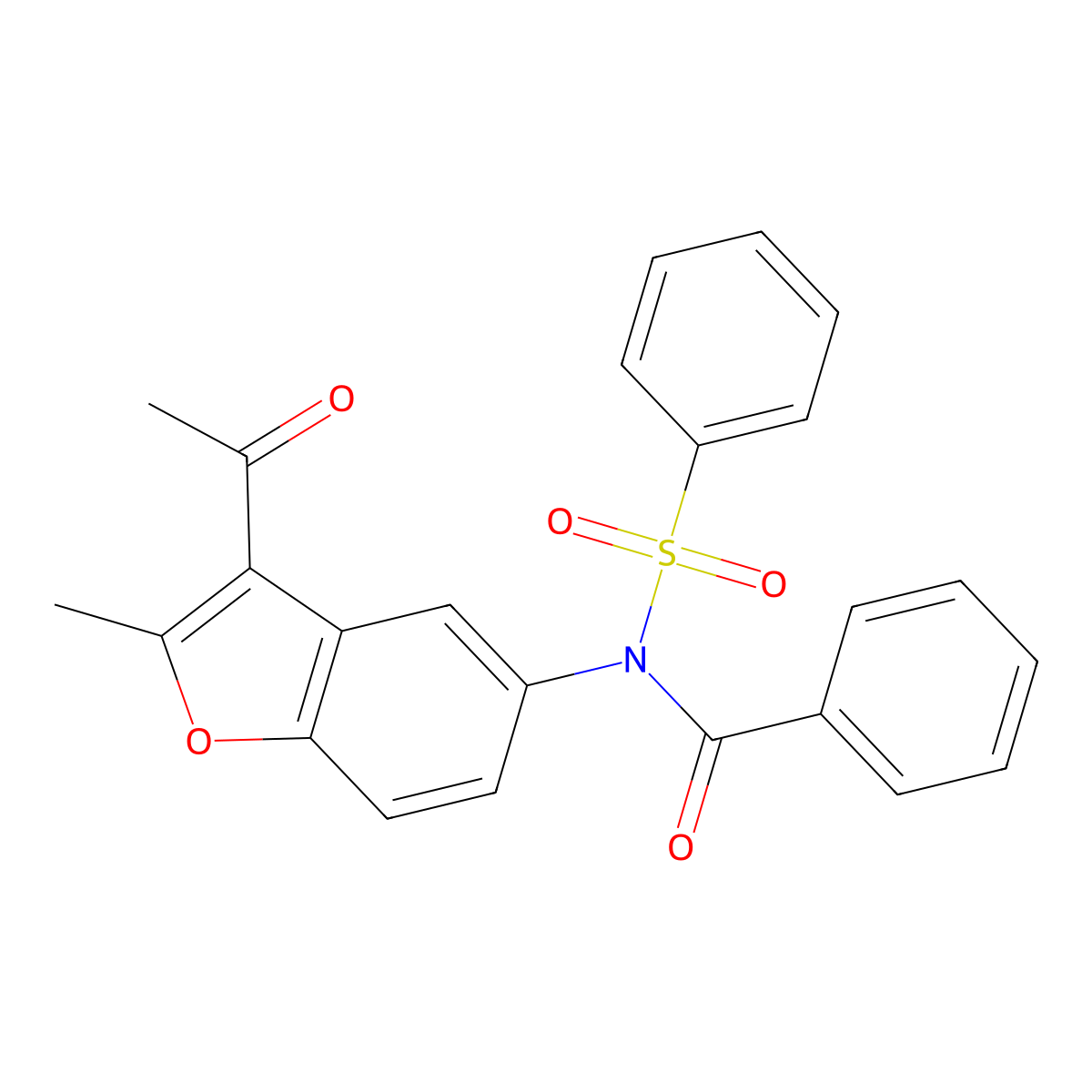 N-(3-acetyl-2-methyl-1-benzofuran-5-yl)-N-(benzenesulfonyl)benzamide molecular structure, CAS 406475-45-4