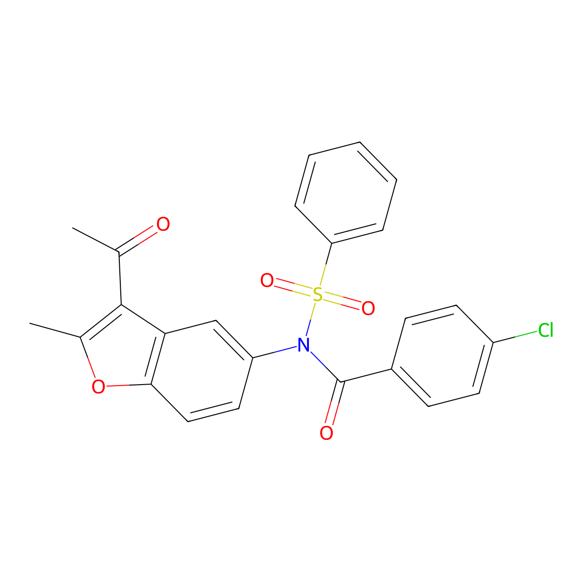 N-(3-acetyl-2-methyl-1-benzofuran-5-yl)-N-(benzenesulfonyl)-4-chlorobenzamide molecular structure, CAS 406475-46-5
