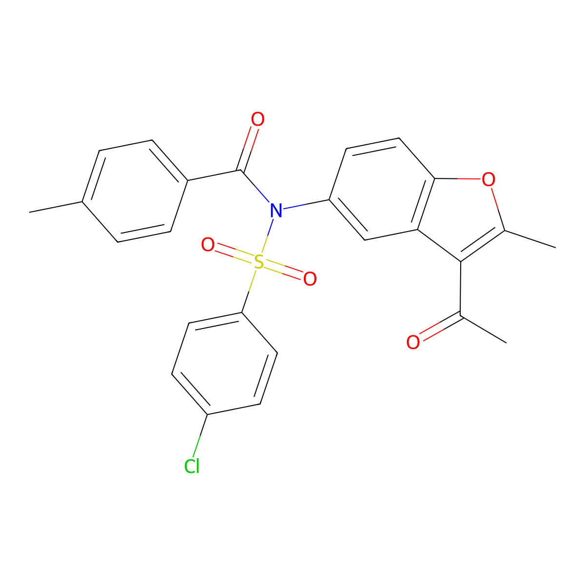 N-(3-acetyl-2-methyl-1-benzofuran-5-yl)-4-chloro-N-(4-methylbenzoyl)benzenesulfonamide molecular structure, CAS 406475-51-2